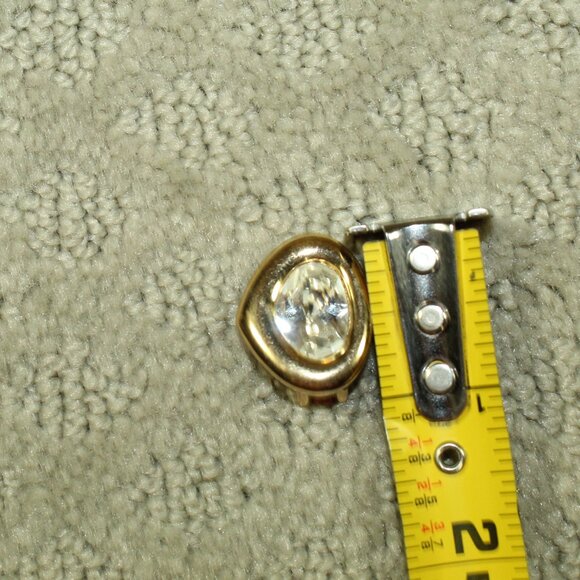 Christian Dior Gold Tone Big Rhinestone Crystal Clip On Earrings - Picture 3 of 4